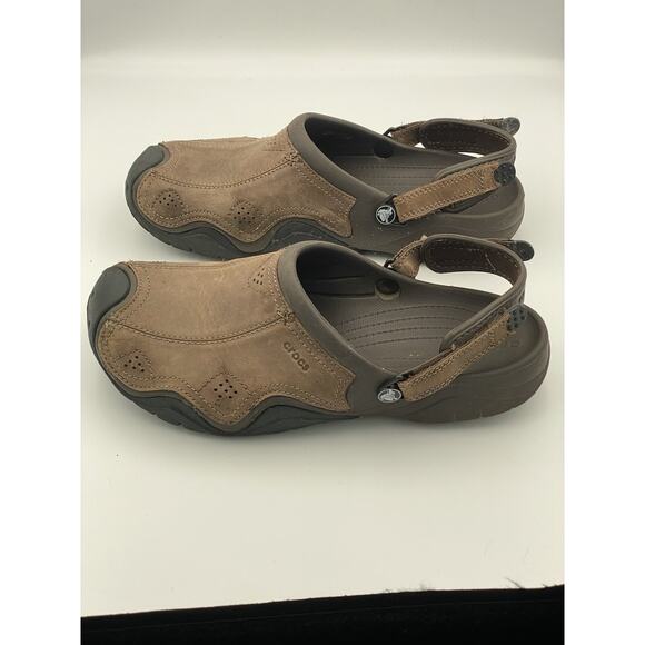 Crocs Brown Leather Slip-On Adjustable Strap Men\'s Sandals Size 12 main image 6